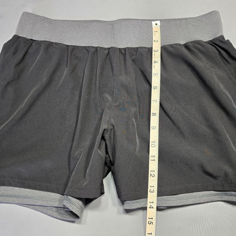 Tek Gear Black Gray Workout Shorts Stretch Sporty Inner/Outer Lined Women Size L - Picture 7 of 9